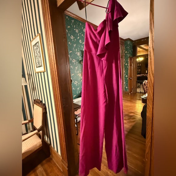 Black Halo Fuchsia Ruffle Jumpsuit - Picture 4 of 6